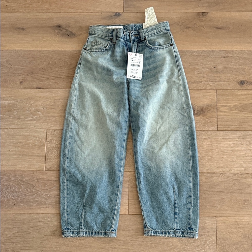 NWT Zara Girl Barrel Jeans